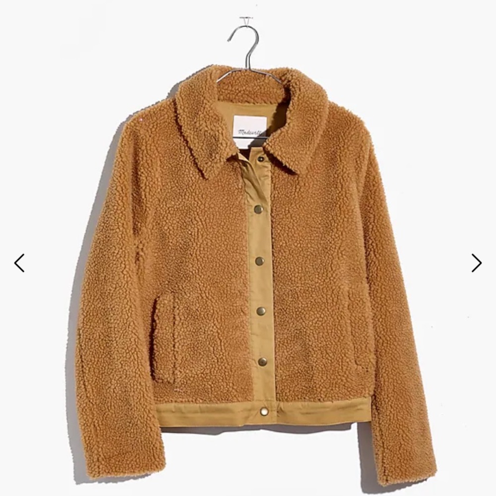 Madewell Sherpa Portland Teddy Bomber Jacket Tan Brown Size Large